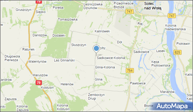 mapa Sadkowice-Kolonia, Sadkowice-Kolonia na mapie Targeo